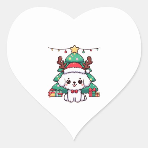 Christmas Doggy _ Xmas puppy   Heart Sticker