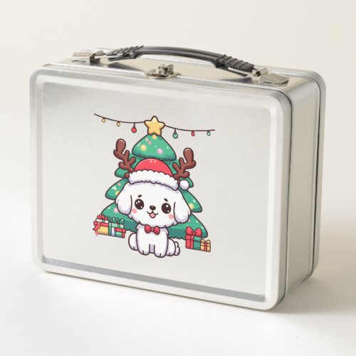 Christmas Doggy _ Xmas puppy   Metal Lunch Box