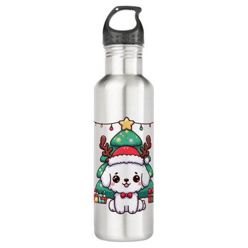Christmas Doggy _ Xmas puppy   Stainless Steel Water Bottle