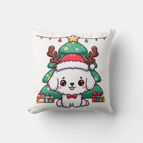 Christmas Doggy _ Xmas puppy   Throw Pillow