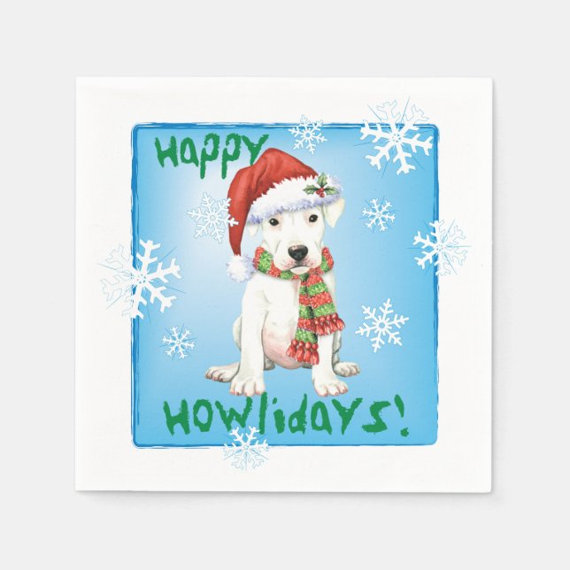 Christmas Dogo Argentino Napkins (Front)