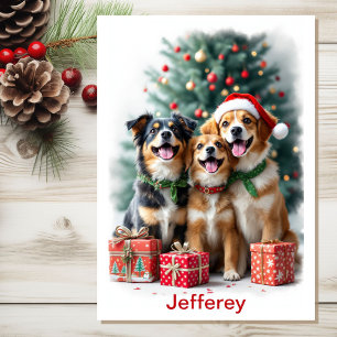 Christmas Dogs Add Child's Name Your Signature Card