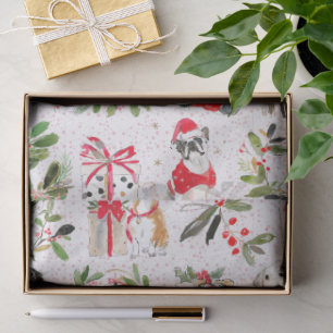 Christmas dogs and greenery pattern tissue paper