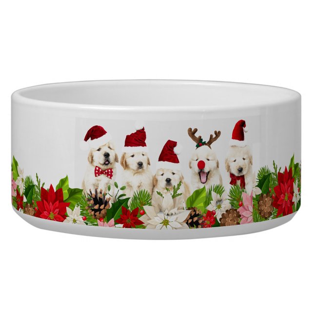 Christmas Dogs  Bowl (Christmas Red Hats Doggie Bowl!)