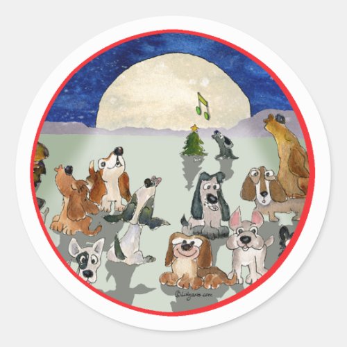 Christmas Dogs Cartoon Round Sticker Envelope Seal