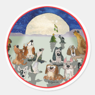 Christmas Dogs Cartoon Round Sticker Envelope Seal