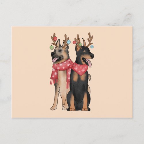 Christmas Dogs christmas Doberham German Shepherd Postcard