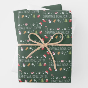 Christmas Dogs Coffee Mom Cozy Winter Pet Lover Wrapping Paper Sheets