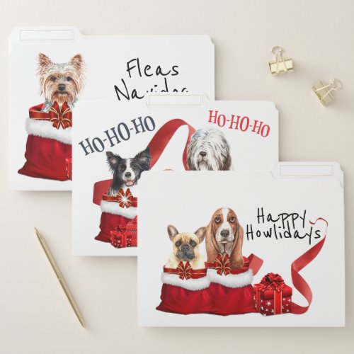 Christmas dogs cute holiday wishes business fun file folder