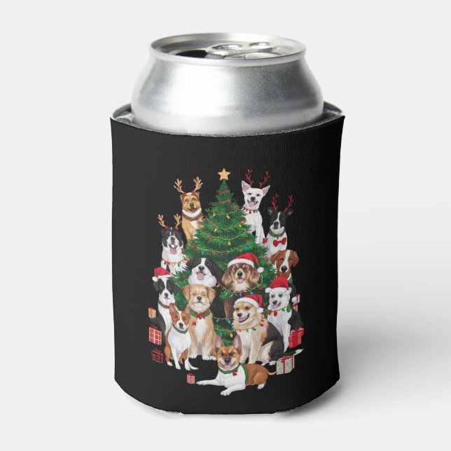 Christmas Dogs Dog Lover Holiday Dog Mom  Can Cooler (Can Front)