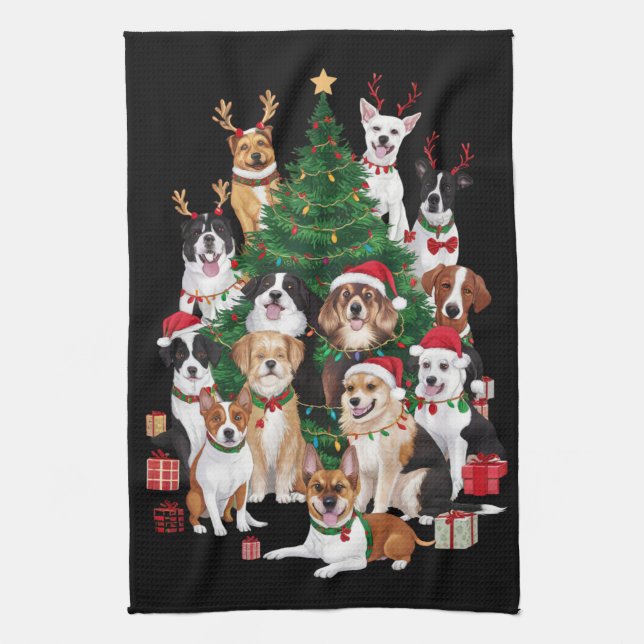 Christmas Dogs Dog Lover Holiday Dog Mom  Kitchen Towel (Vertical)