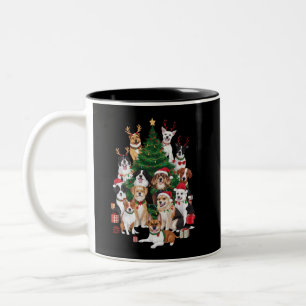 Christmas Dogs Dog Lover Holiday Dog Mom Two-Tone Coffee Mug