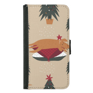 Christmas dogs, festive winter background. samsung galaxy s5 wallet case