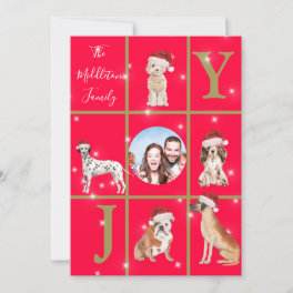 Christmas Dogs Fun Photo Red Holiday Card