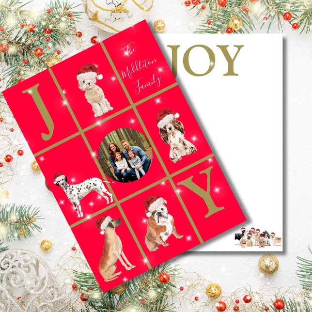 Christmas Dogs Fun Photo Red Holiday Card (Creator Uploaded)