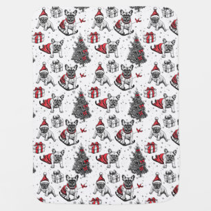 Christmas dogs in art book style sketch baby blanket
