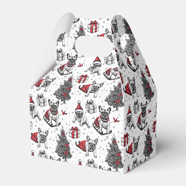 Christmas dogs in art book style sketch favor boxes (Front Side)