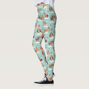 Christmas Dogs in Cozy Scarves Pattern Leggings