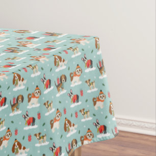 Christmas Dogs in Cozy Scarves Pattern Tablecloth