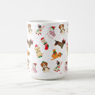 Christmas dogs in hats and sweaters coffee mug