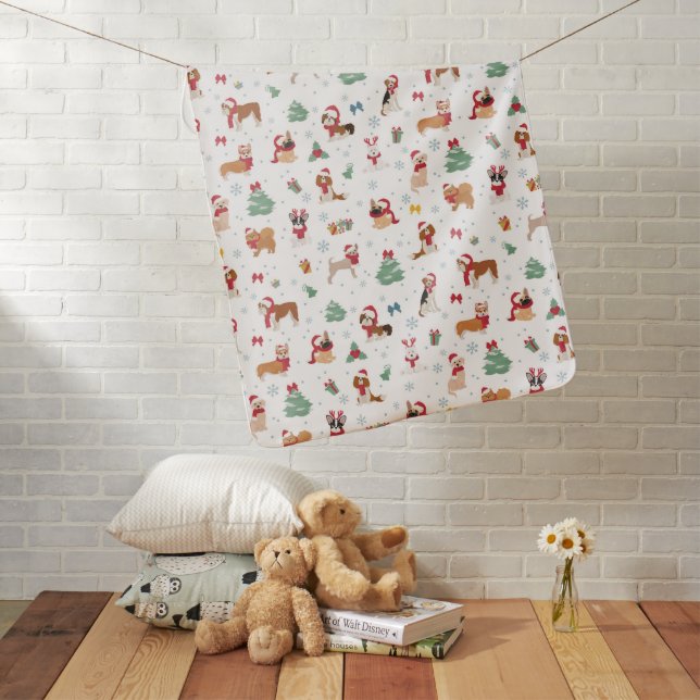 Christmas Dogs in Holiday Accessories Baby Blanket (In Situ)
