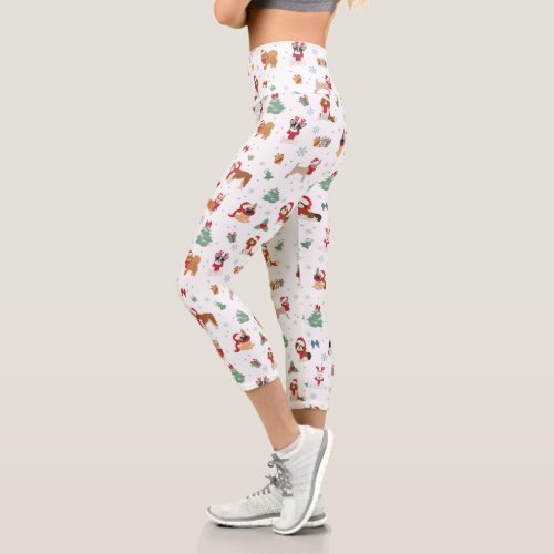 Christmas Dogs in Holiday Accessories Capri Leggings