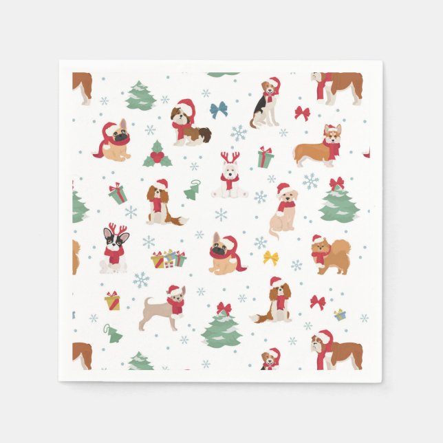 Christmas Dogs in Holiday Accessories Napkins (Front)