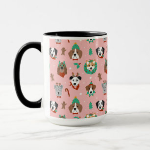 Christmas Dogs in Holiday Accessories Pattern Mug