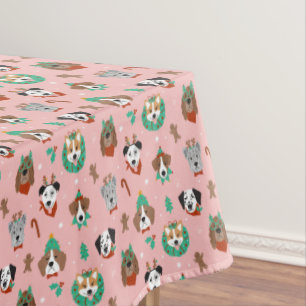 Christmas Dogs in Holiday Accessories Pattern Tablecloth