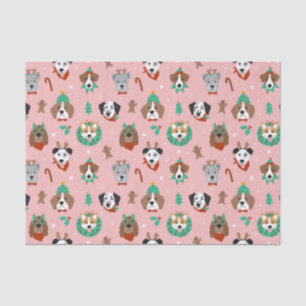 Christmas Dogs in Holiday Accessories Pattern Tissue Paper