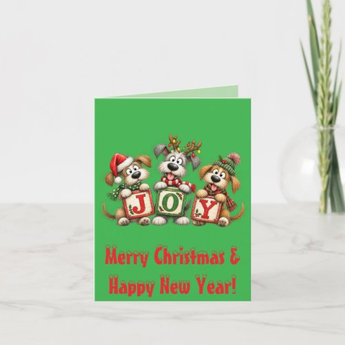 Christmas Dogs JOY Personalized Holiday Card