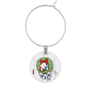 Christmas Dogs KiniArt Wine Charms