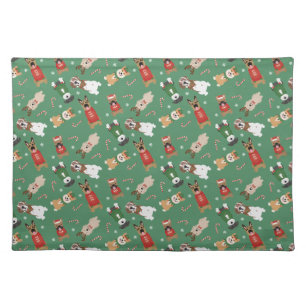 Christmas Dogs Pattern Red Green Cloth Placemat