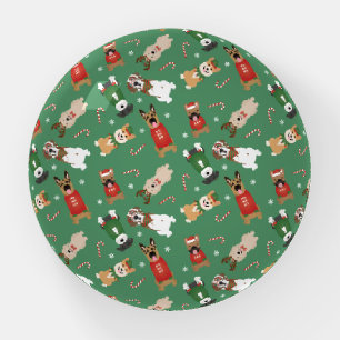Christmas Dogs Pattern Red Green Paperweight