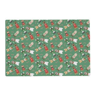 Christmas Dogs Pattern Red Green Placemat