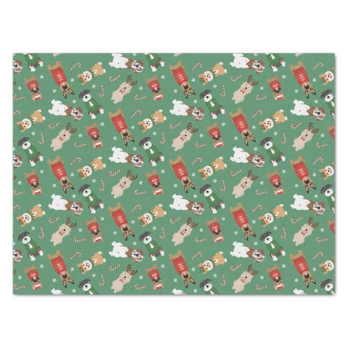 Christmas Dogs Pattern Red Green Tissue Paper