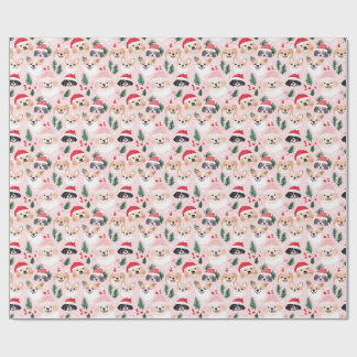 Christmas Dogs Pink Wrapping Paper