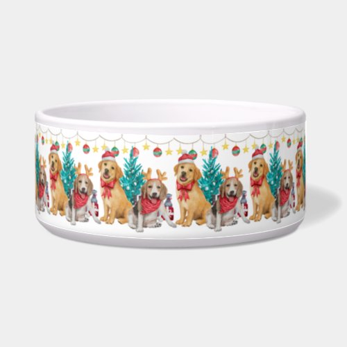 Christmas Dogs seamless pattern Bowl