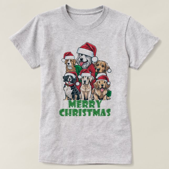 Christmas Dogs Squad Festive Holiday for Dog lover T-Shirt (Design Front)
