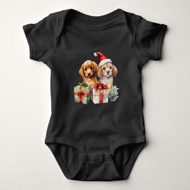Christmas Dogs With Gifts  Baby Bodysuit (Front)
