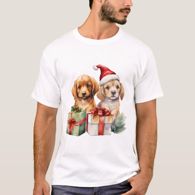 Christmas Dogs With Gifts  T-Shirt (Front)