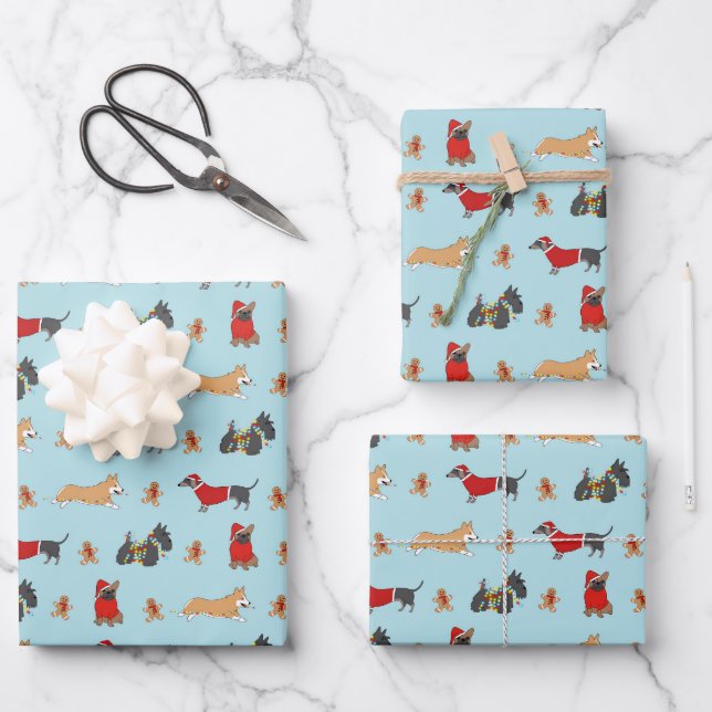 Christmas Dogs Wrapping Paper Sheets (Front)