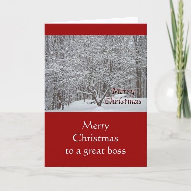 Christmas Dogwood Tree in Snow for Boss Holiday Card (Front)