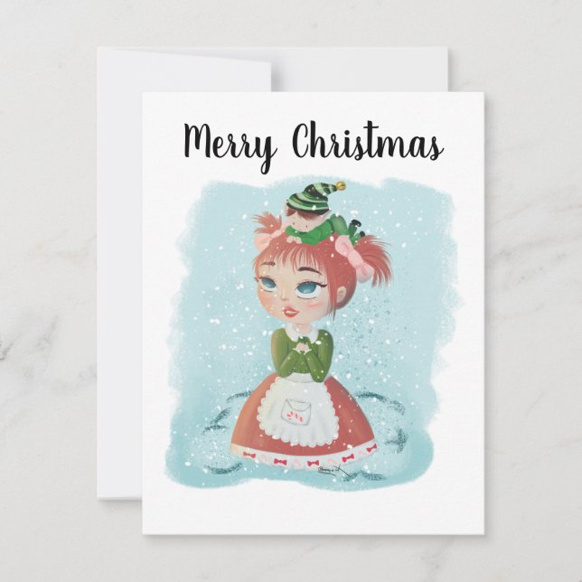 Christmas Doll Customizable Card with Message (Front)