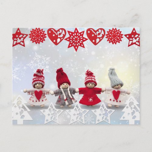 christmas dolls postcard