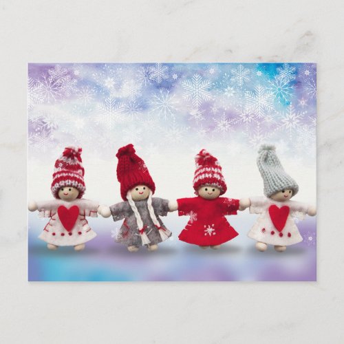 christmas dolls postcard