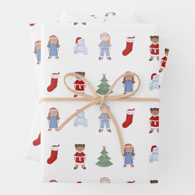 Christmas Dolls Toddler Dream Toys Wrapping Paper Sheets (In situ)