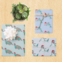 Christmas Dolphin Shark Turtle Sea life  Wrapping Paper Sheets