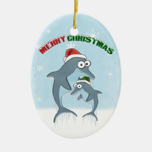 Christmas Dolphins Ornament