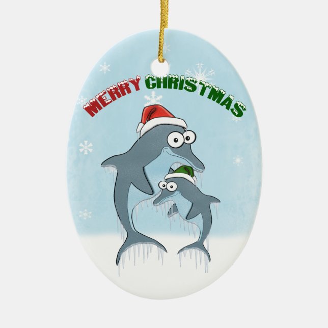 Christmas Dolphins Ornament (Front)